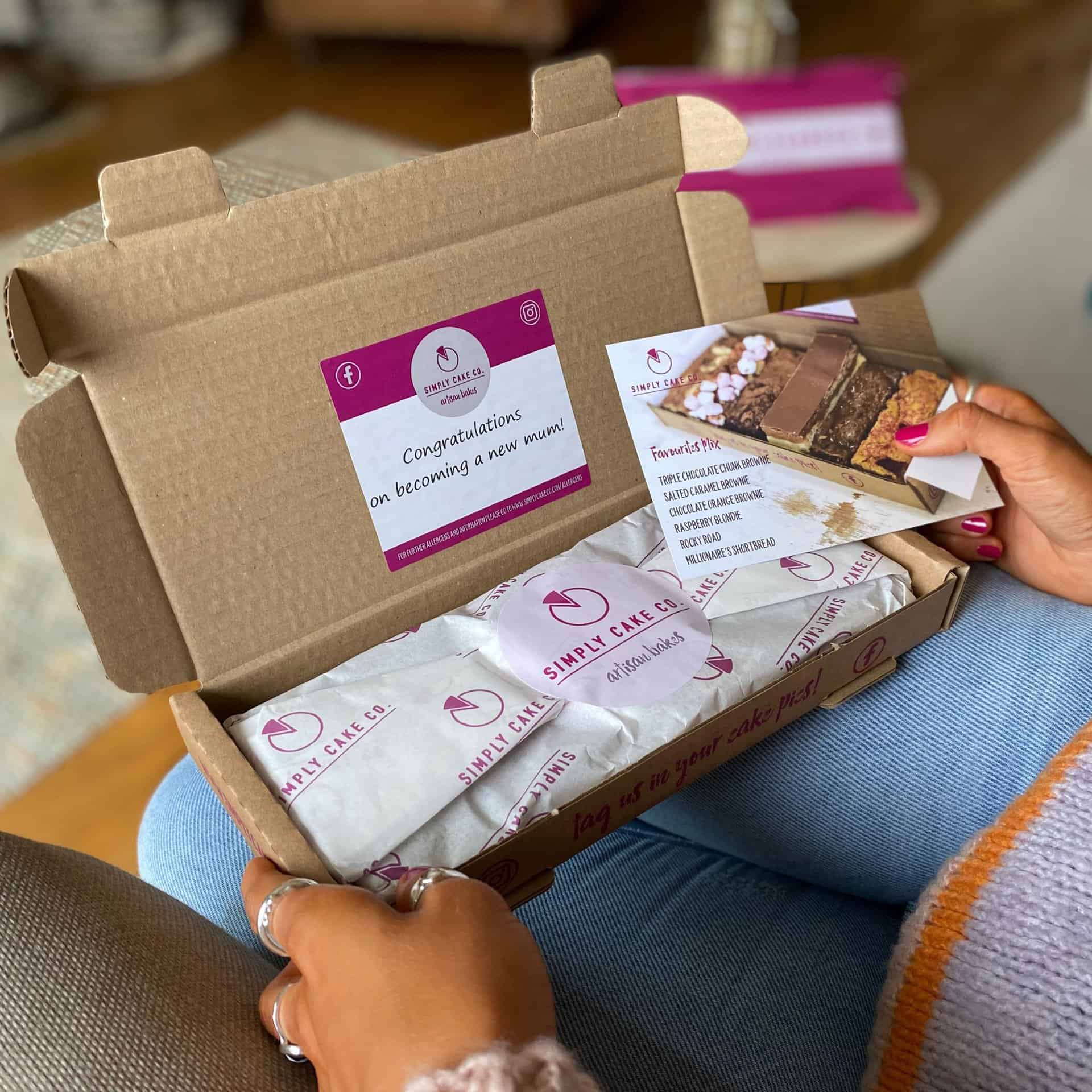 Image of unboxing our brownie delivery
