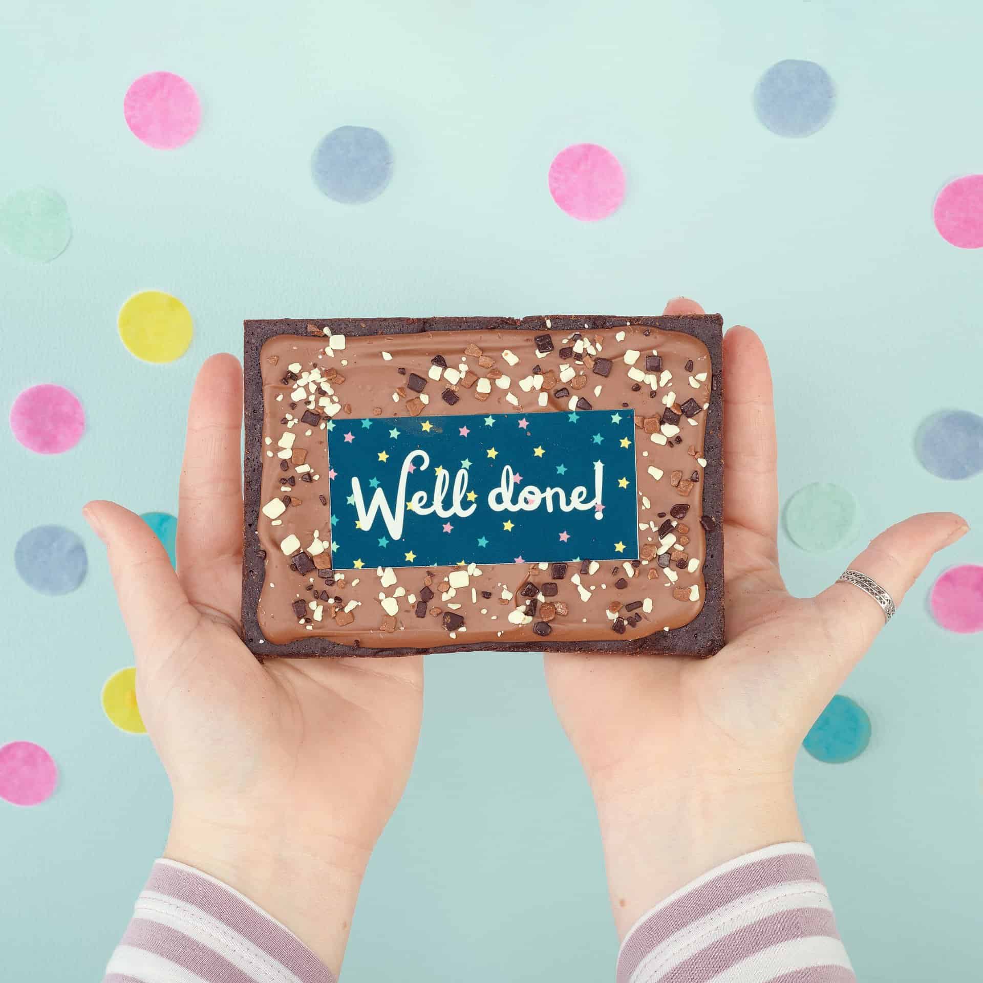 Image of a 'Well Done' brownie slab