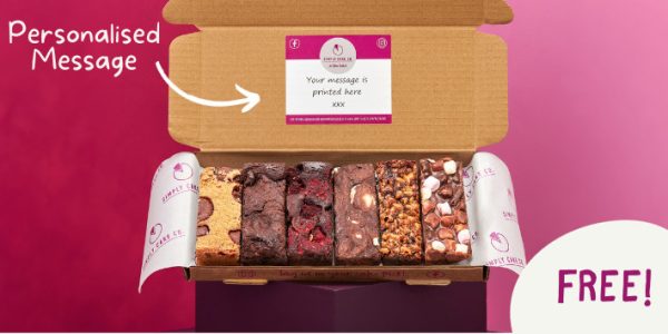 Image of our personalised message brownie box