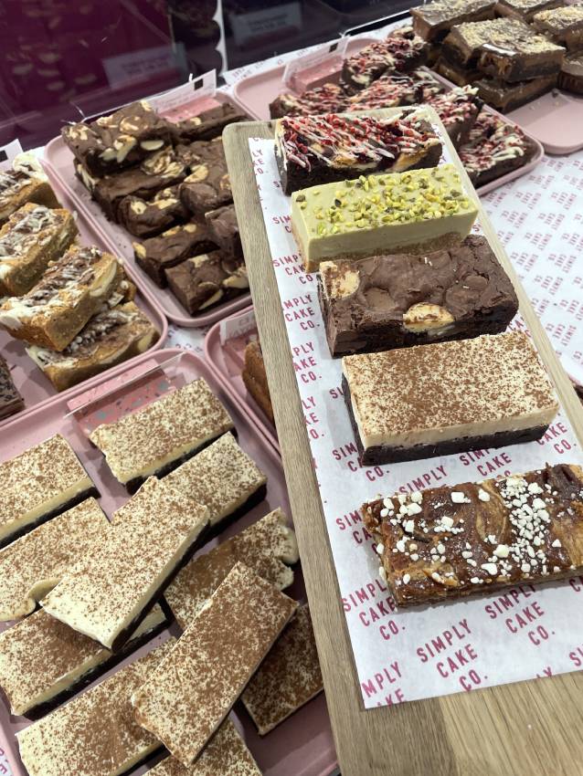 Image of our local bakery display of brownies